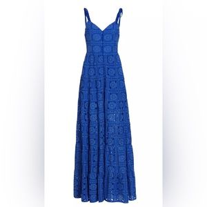 Size 4 Alice + Olivia Shanti Sleeveless Eyelet Maxi Dress Sapphire Blue